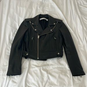 IRO black 100% lamb leather moto jacket, size 38